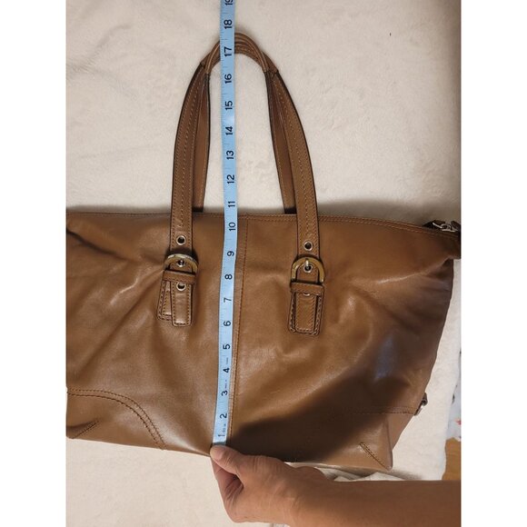 VTG Coach Brown Leather Tote Bag Purple Interior Zip Closure Y2K 2000s vampire - Picture 5 of 10